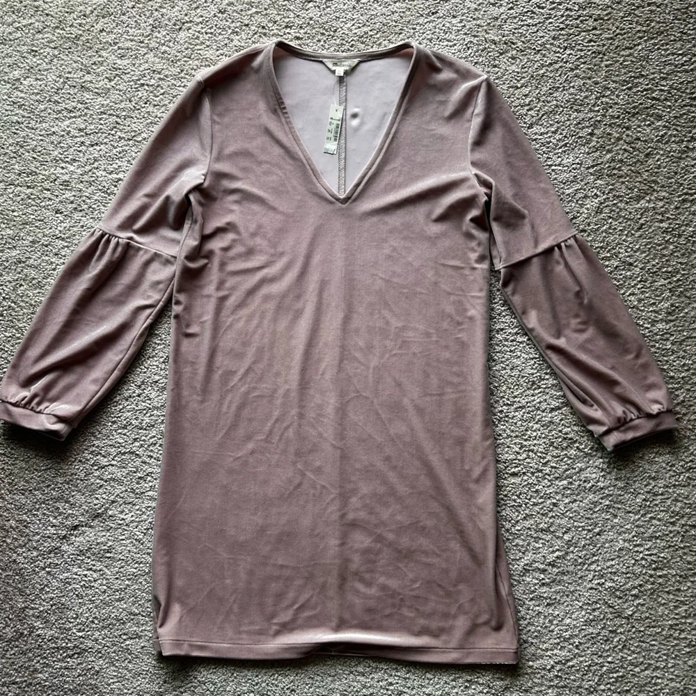NWT MADEWELL Velvet‎ Balloon Sleeve Mini Dress